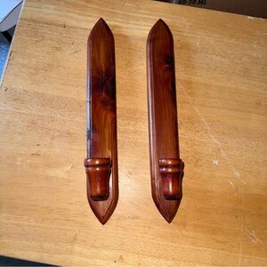 Vintage MCM Wooden Cedar Hnadmade wall sconces / Art Deco